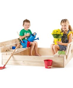 Kvadratni pješčanik sa poklopcem  sa 2 klupe