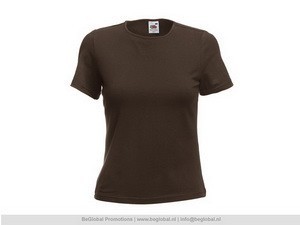 Lady-Fit Crew Neck Tee Chocolate S