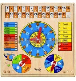 Drveni kalendar, sat, godisnja doba, dani u sedmici - Engles