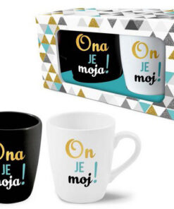 Set šolja za parove - ONA JE MOJA + ON JE MOJ
