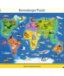 Ravensburger puzzle (slagalice)- Mapa sveta sa zivotinjama