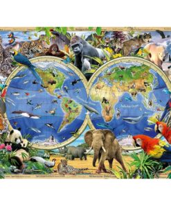 Alternative view of Ravensburger puzzle (slagalice) - Mapa sveta sa zivotinjama